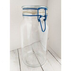 Anchor Hocking Bail Lid Glass Jar Vtg Wire Bale Storage Canister 90s Kitchenalia